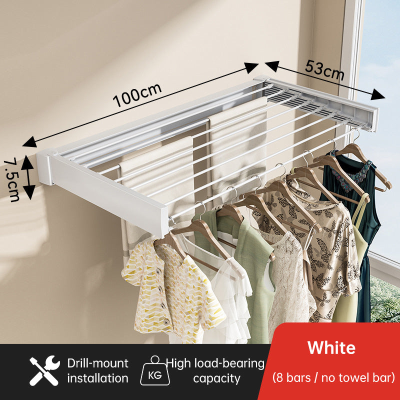 70/100cm Foldable Retractable Clothes Rack – Wall-Mounted Aluminum Drying Hanger for Bathroom, Balcony, Bedroom
