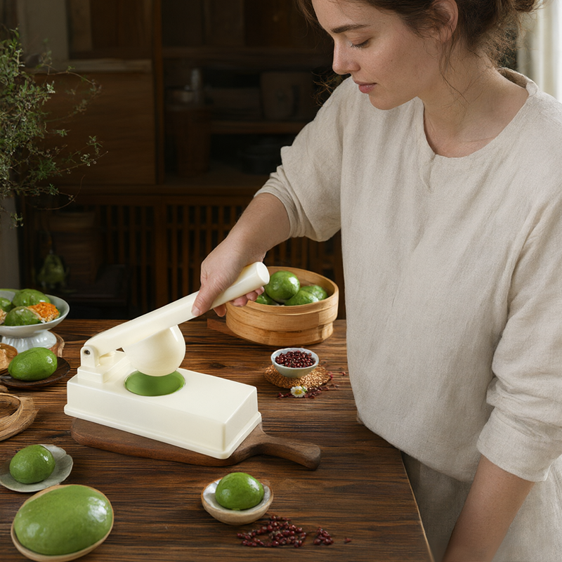 Hand Press Dumpling Skin Mold – Green Rice Ball Wrapper, Non-Stick Oval Dumpling Skin Maker, Multifunctional Labor-Saving