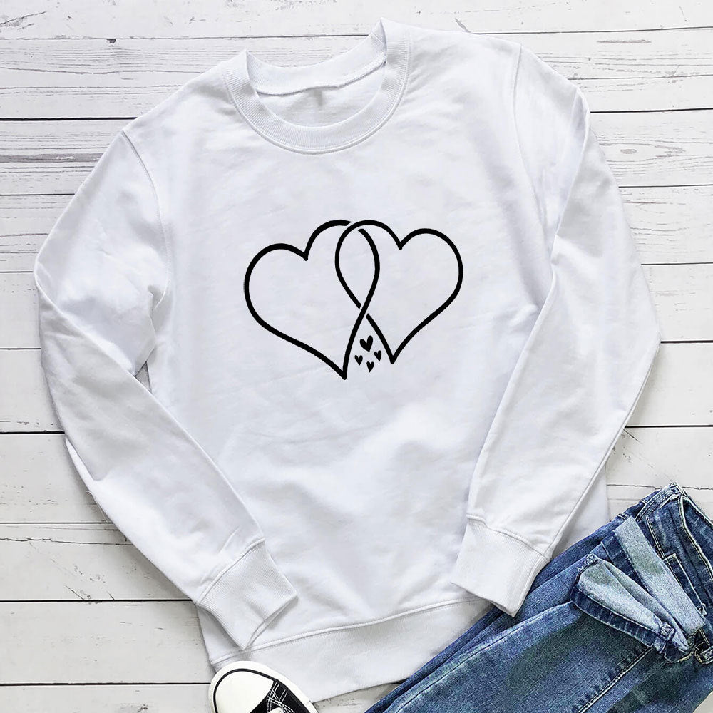 Round neck loose fitting long sleeved sweatshirt