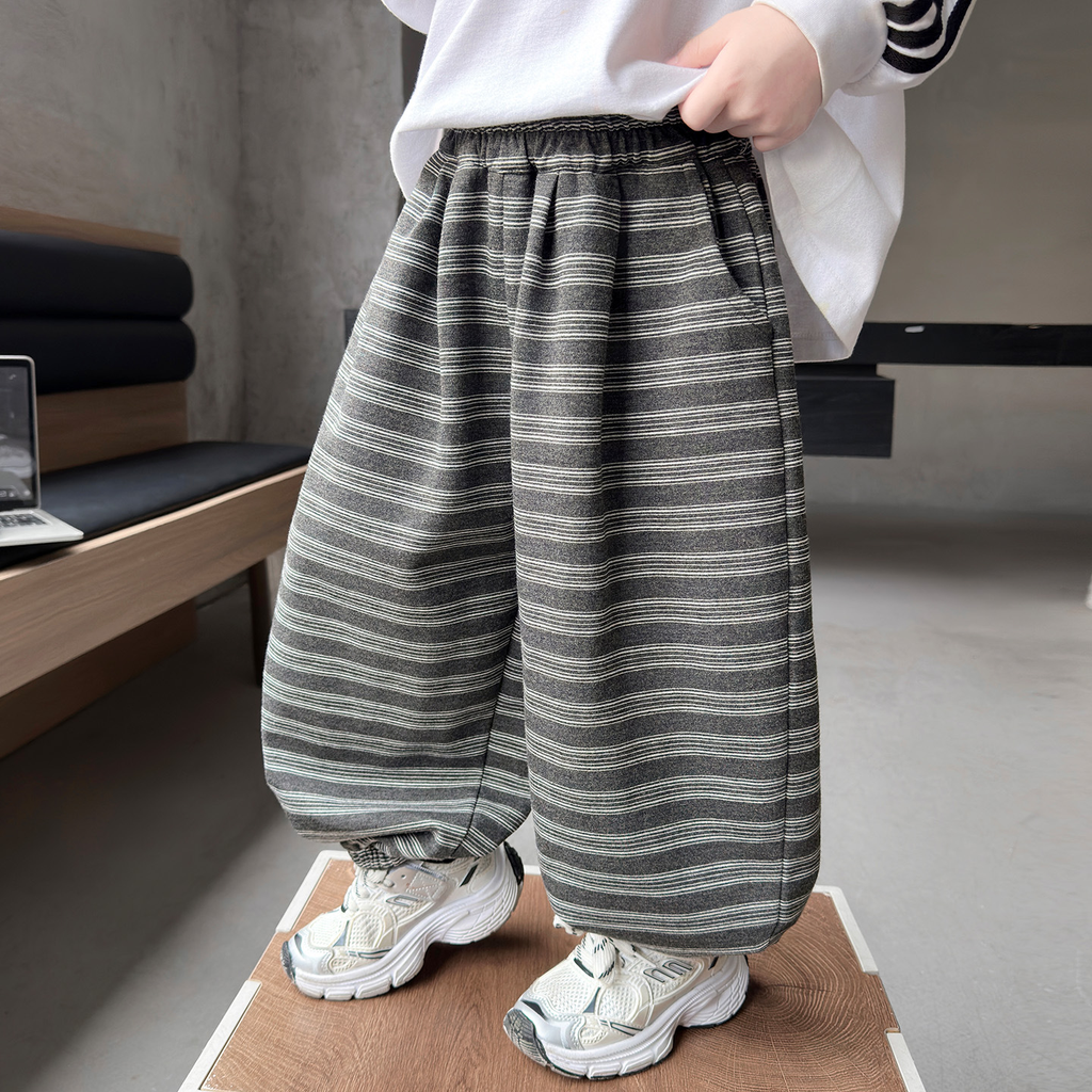 Trendy Casual Striped Loose Harem Pants for Boys