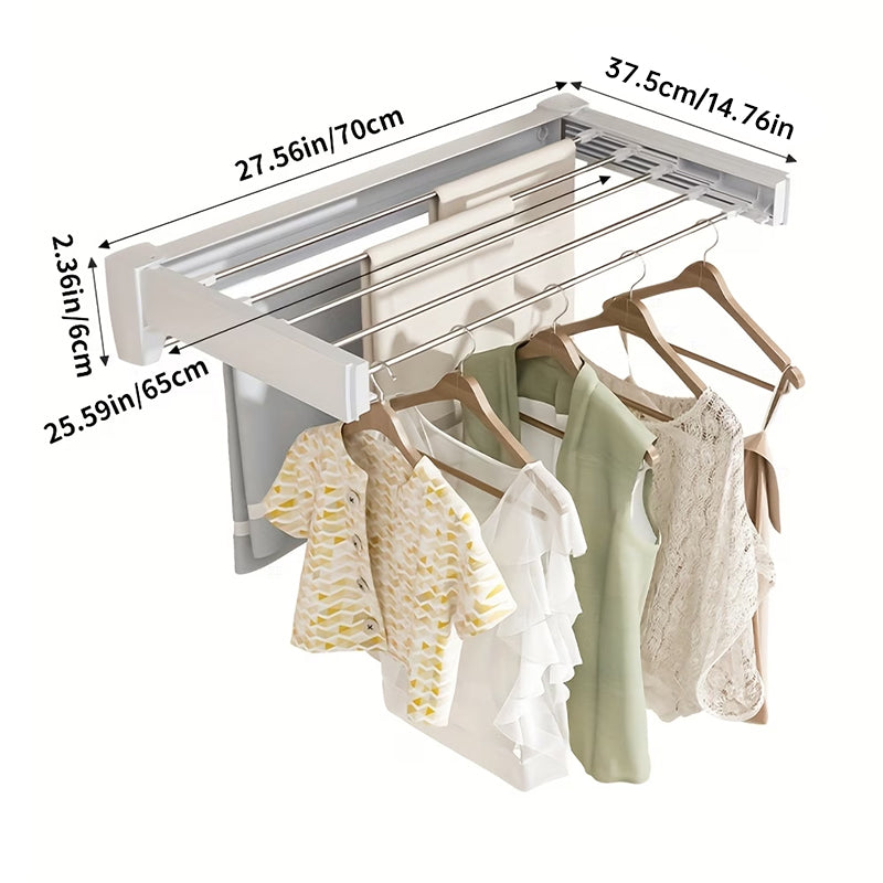 70/100cm Foldable Retractable Clothes Rack – Wall-Mounted Aluminum Drying Hanger for Bathroom, Balcony, Bedroom