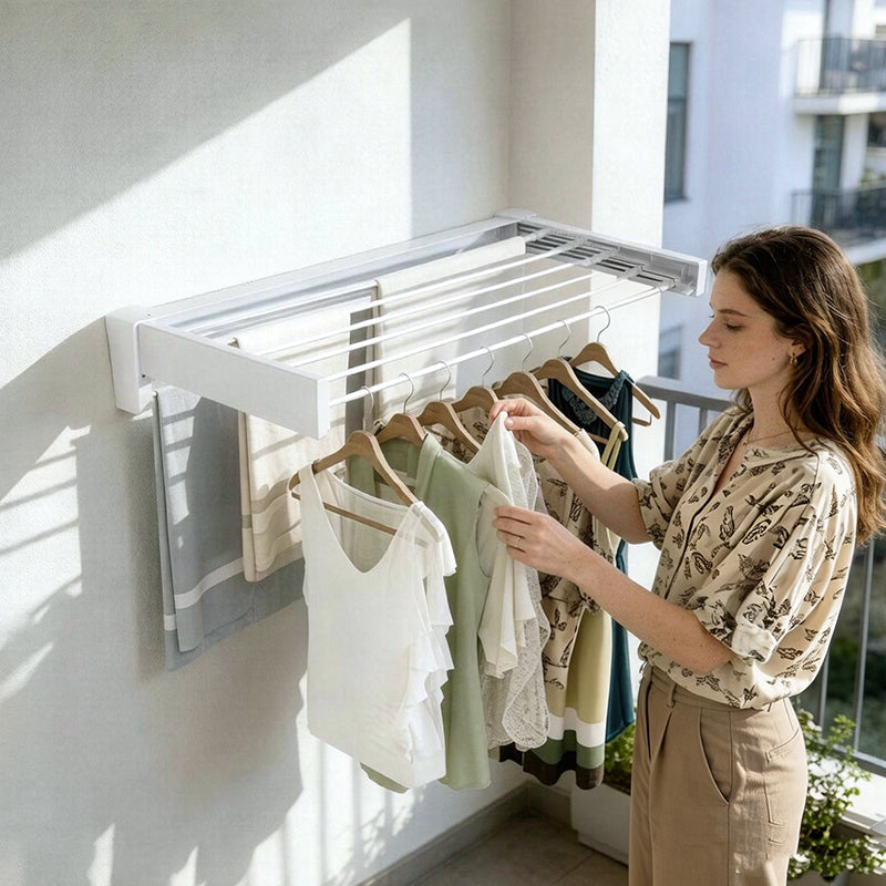 70/100cm Foldable Retractable Clothes Rack – Wall-Mounted Aluminum Drying Hanger for Bathroom, Balcony, Bedroom