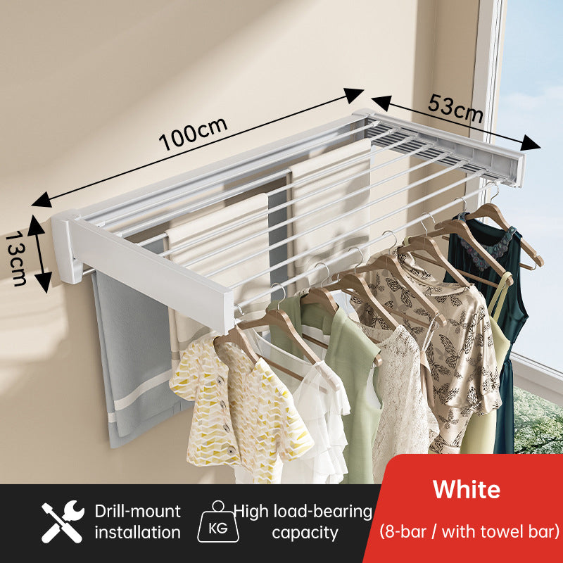 70/100cm Foldable Retractable Clothes Rack – Wall-Mounted Aluminum Drying Hanger for Bathroom, Balcony, Bedroom