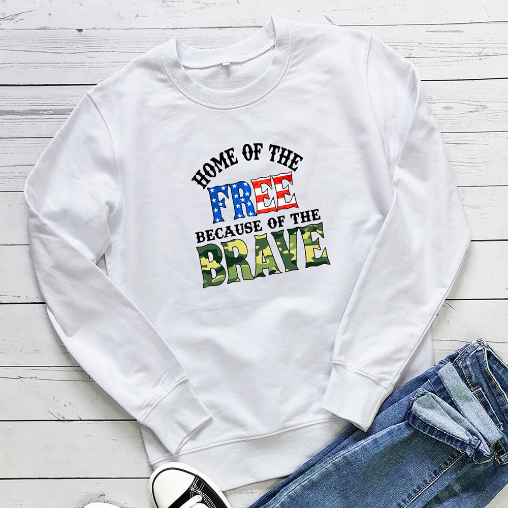 FREE BRAVE letter colored printed hoodie