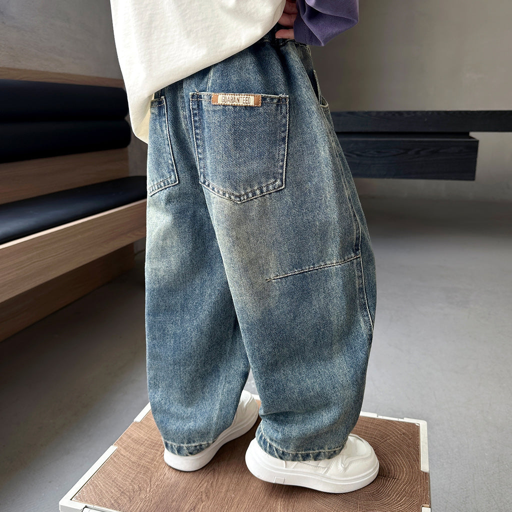 Boys Casual Straight Leg Loose Fit Denim Jeans