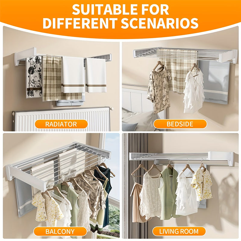 70/100cm Foldable Retractable Clothes Rack – Wall-Mounted Aluminum Drying Hanger for Bathroom, Balcony, Bedroom