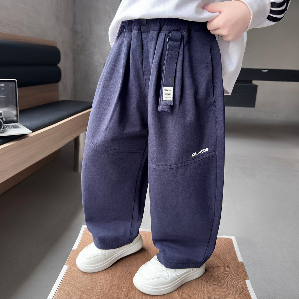 Kids Casual Cotton Embroidered Pants