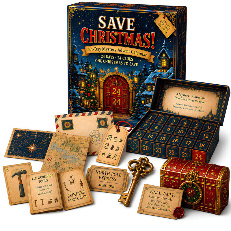 24-Day Mystery Adventure Advent Calendar – Christmas Puzzle Escape Room Game with 6 Themes, Daily Surprise Discovery