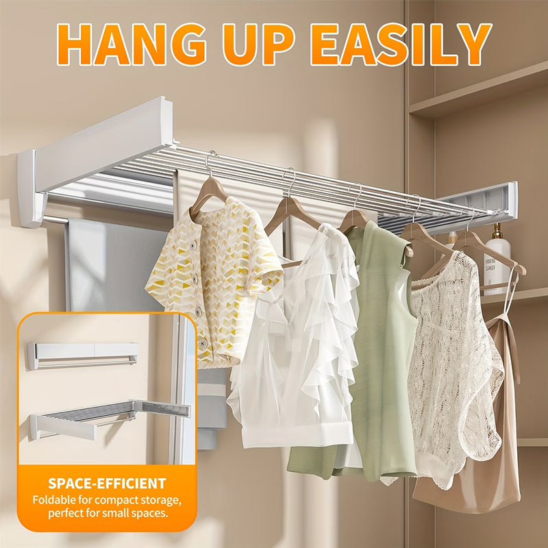 70/100cm Foldable Retractable Clothes Rack – Wall-Mounted Aluminum Drying Hanger for Bathroom, Balcony, Bedroom
