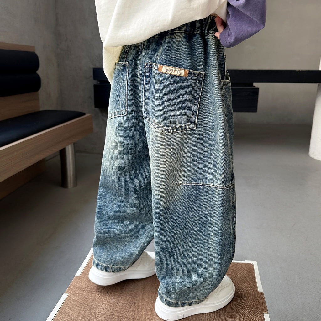 Boys Casual Straight Leg Loose Fit Denim Jeans