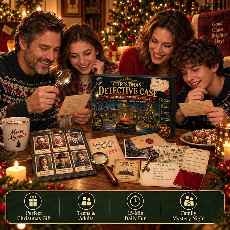 24-Day Mystery Adventure Advent Calendar – Christmas Puzzle Escape Room Game with 6 Themes, Daily Surprise Discovery