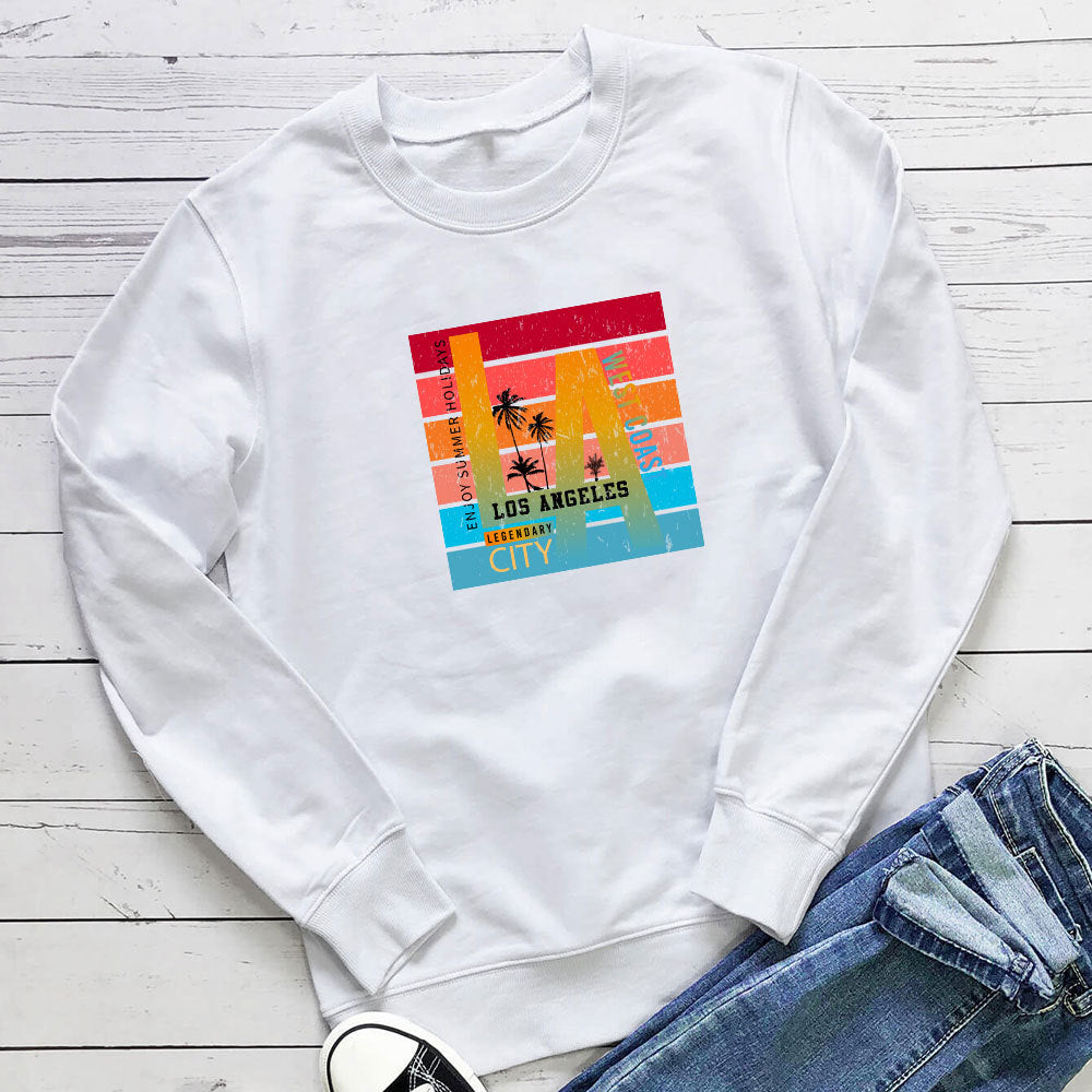 Enjoy Summer Holidays letter printed long sleeved hoodie