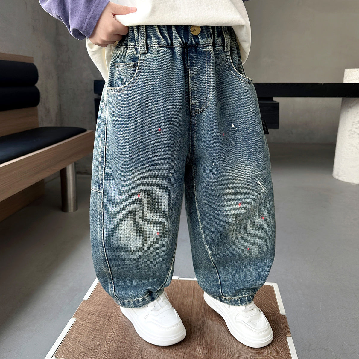 Boys Casual Straight Leg Loose Fit Denim Jeans