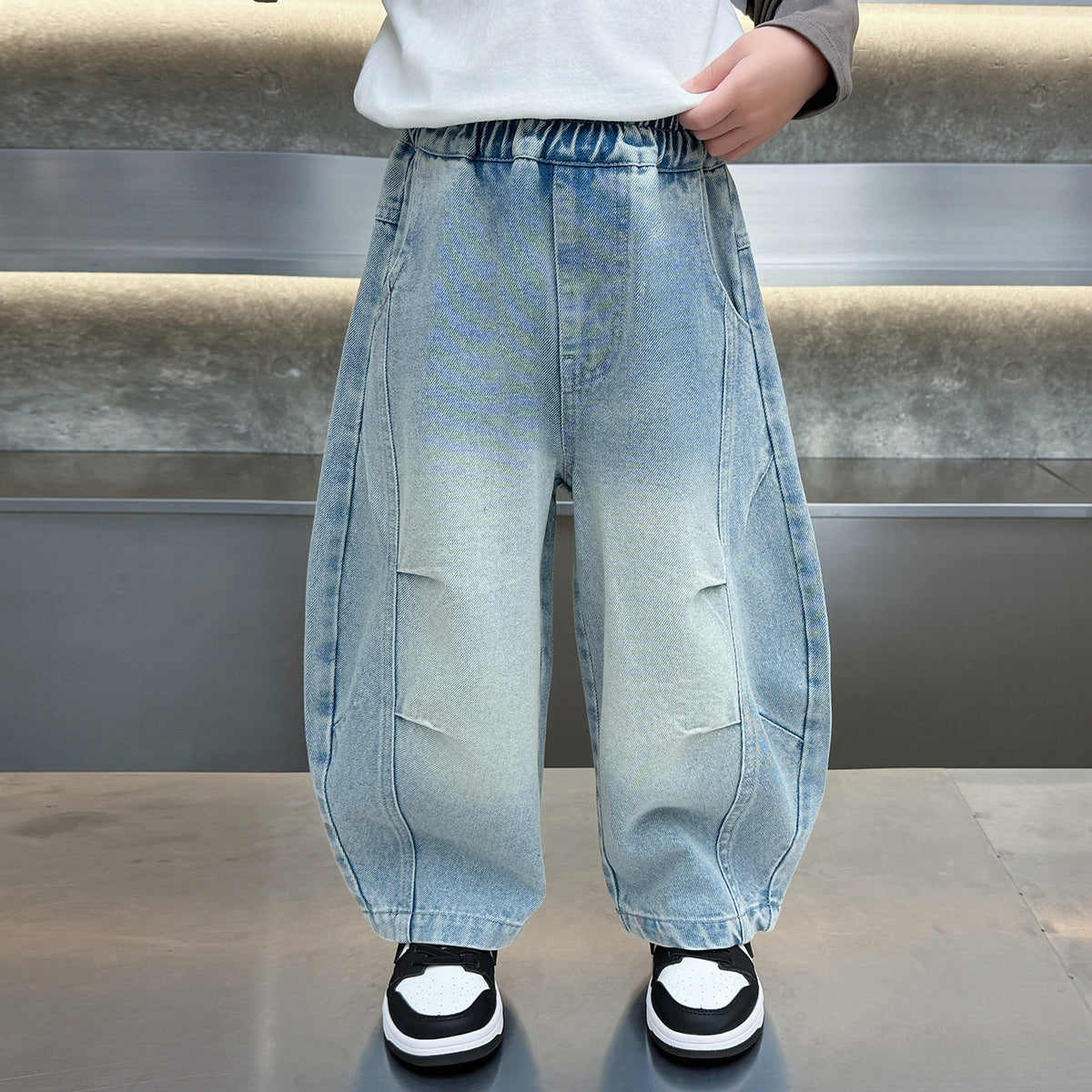 Boys' Casual Denim Curved Leg Pants