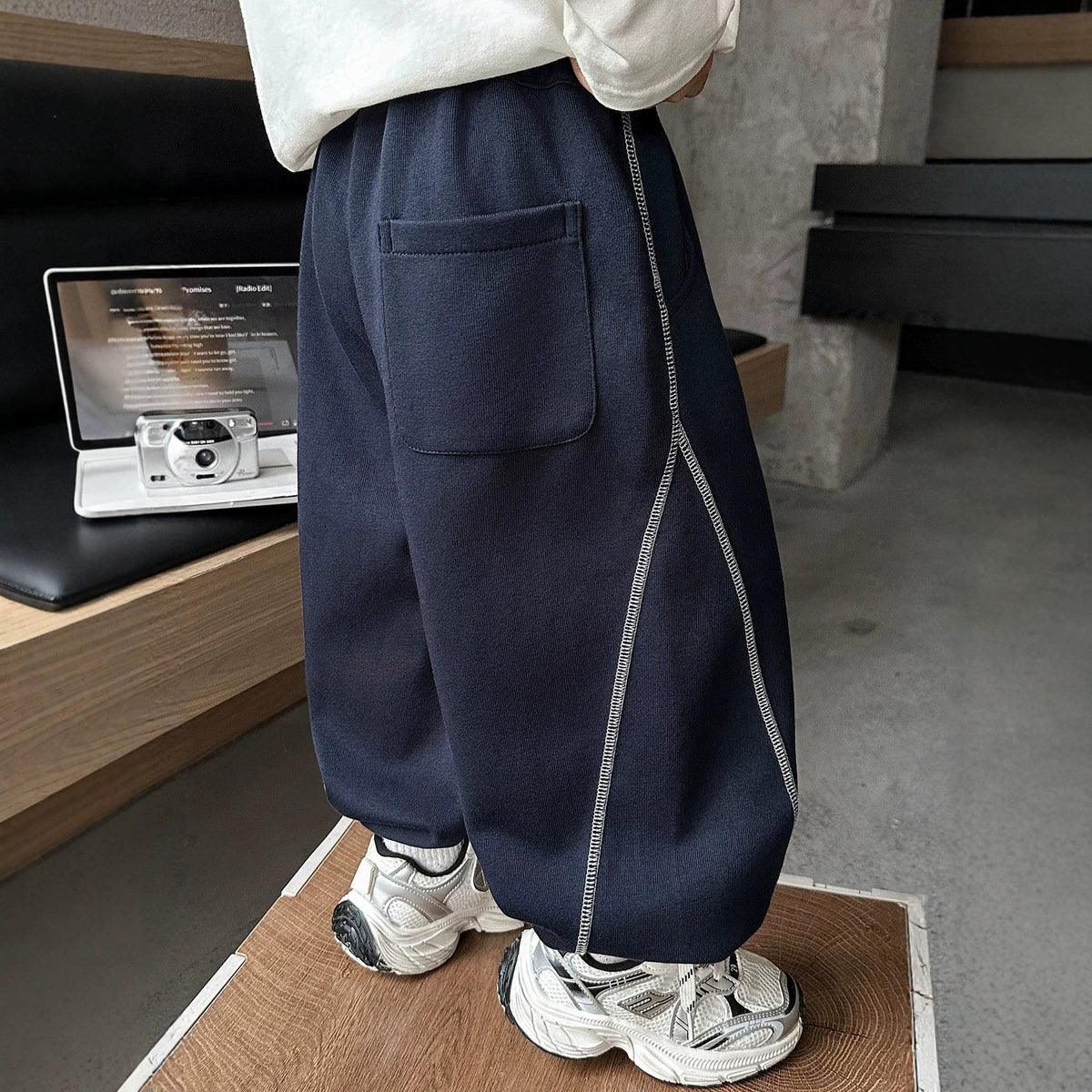 Boys Casual Jogger Pants, Cuffed Hem Sporty Trousers
