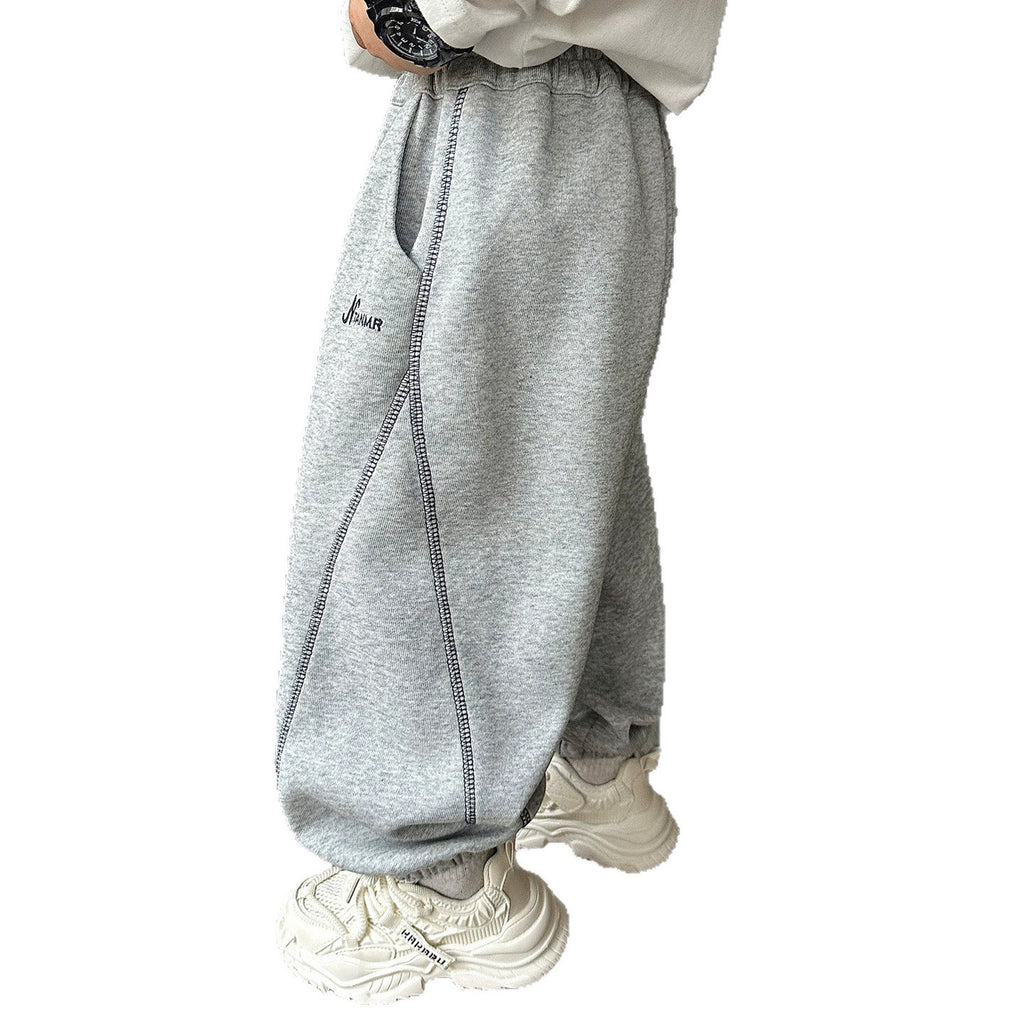 Boys Casual Jogger Pants, Cuffed Hem Sporty Trousers