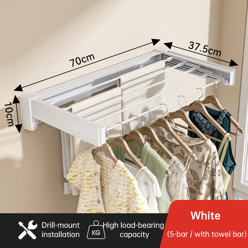 70/100cm Foldable Retractable Clothes Rack – Wall-Mounted Aluminum Drying Hanger for Bathroom, Balcony, Bedroom