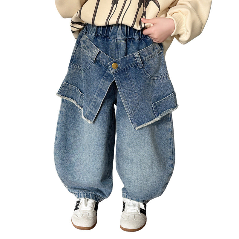 Boys Casual Loose Straight Denim Pants