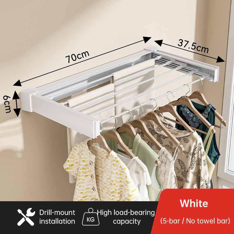 70/100cm Foldable Retractable Clothes Rack – Wall-Mounted Aluminum Drying Hanger for Bathroom, Balcony, Bedroom