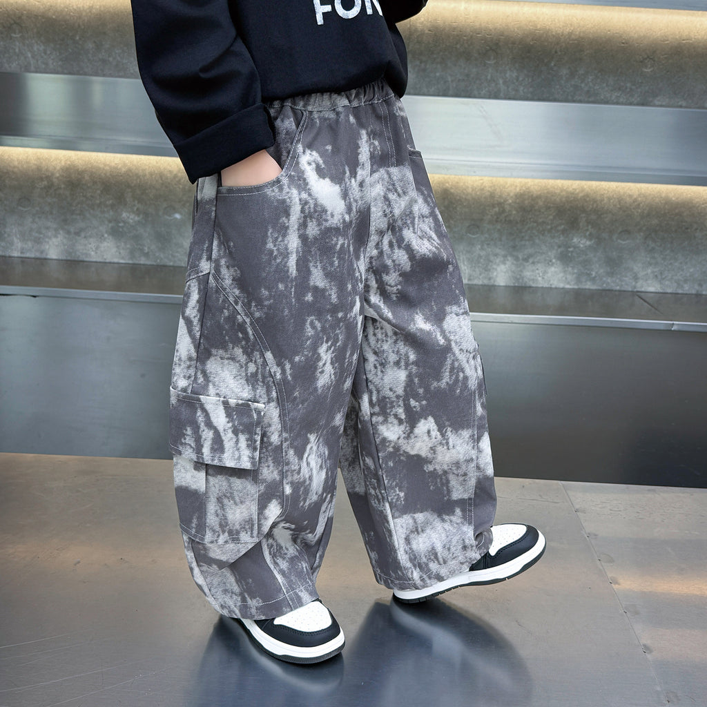 Boys  Tie-Dye Casual Cargo Pants
