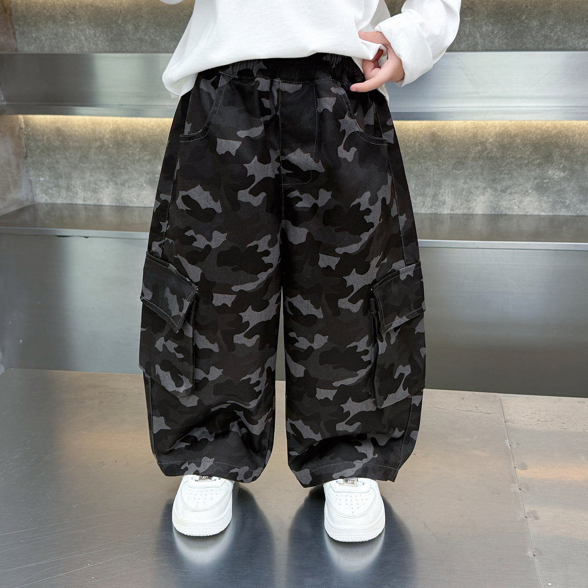 Boys'Casual Camouflage Cargo Pants