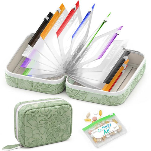 BPA-Free Color-Coded Pill Organizer – Waterproof Zipper Case, 7/14 Compartments